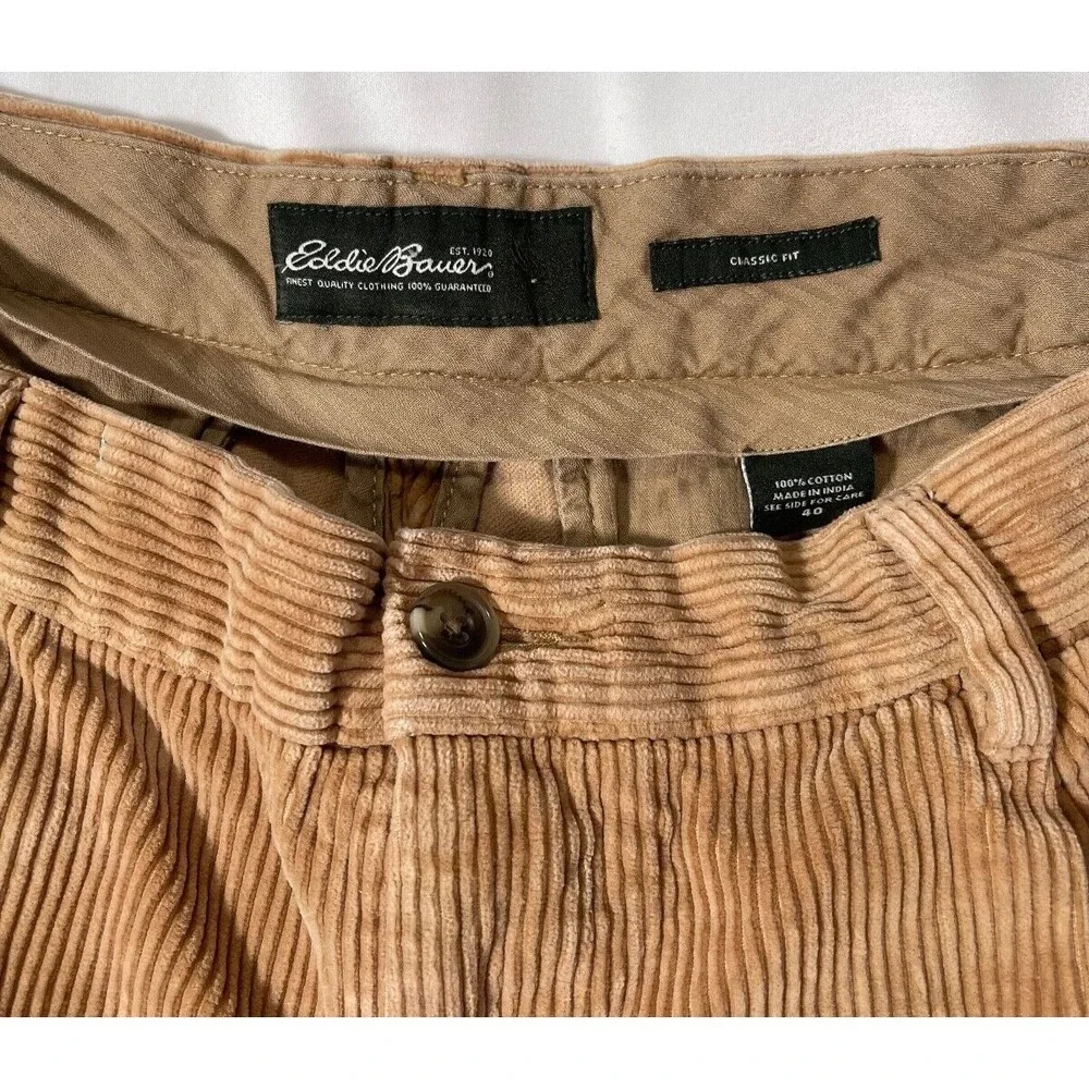 Eddie Bauer Corduroy Pants Mens 40 Tan Wide Leg‎ Workwear Outdoor Gorpcore
